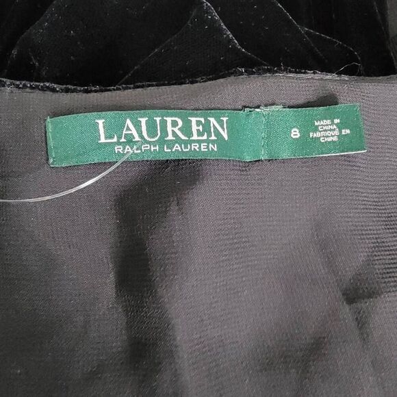 Lauren Ralph Lauren Dress Size 8 Black Dolman Sleeve Velvet - Picture 5 of 6